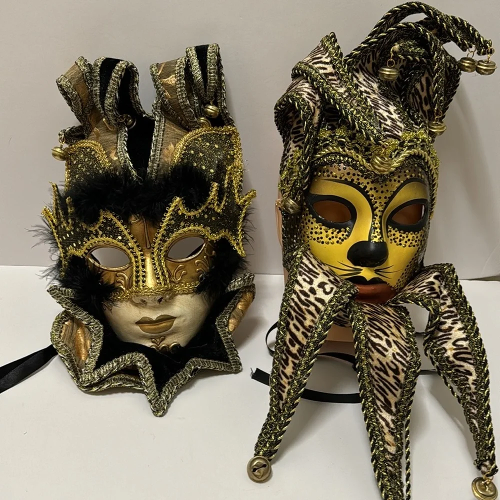 2 Vintage Elegant Venetian Masquerade Mask - Picture 10 of 15